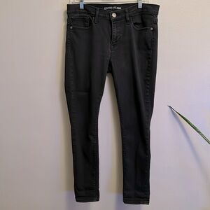 Express - Black Mid-Rise Skinny Jean Leggings - size 10 Short